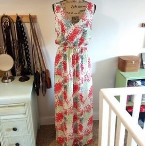 NWT Lucky Brand Med. Floral White Boho Maxi Dress